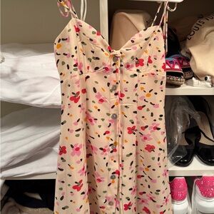 Princess Polly Floral Mini Dress - Cream and Pink